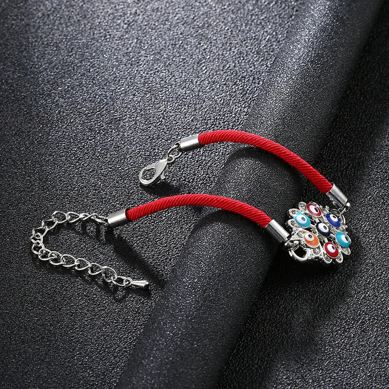 Exquisite Lucky Turkish Blue Evil Eye Charm Bracelet Silver Color Thin Red Rope Thread String Bracelets For Couples Lovers