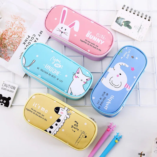 Cartoon Multifunction School Pencil Case & Bags Large Leather Pen Curtain Box For Boy Girl Kids Gift Stationery Supplies