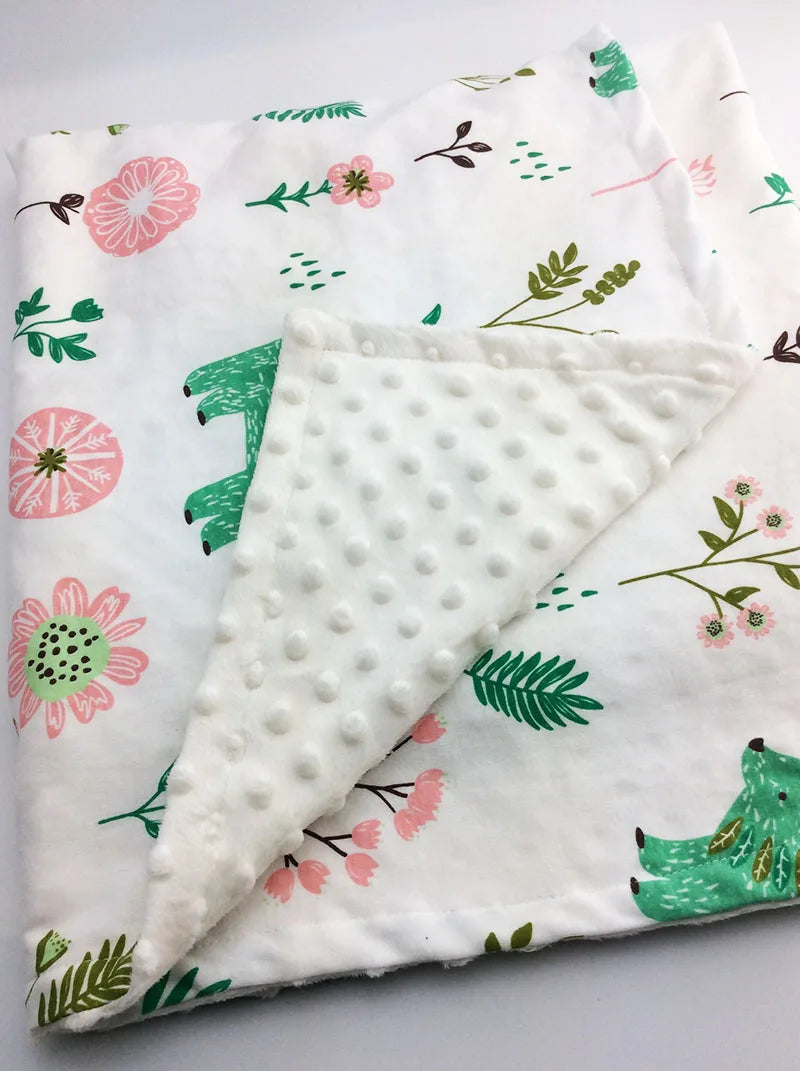 Tejesa Knitted Cotton bean fleece double-sided baby blanket swaddle children's blanket cartoon soft and comfortable newborn quilt