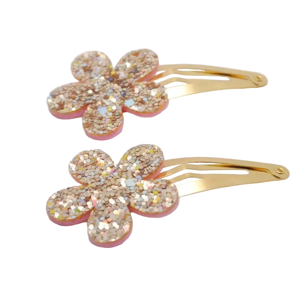 Tejesa 18pcs/lot Gold Plated Hairpins Flower Shape  Kids  Birthday Gift Child Glitter Hair Accessories