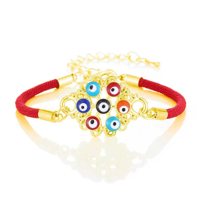 Exquisite Lucky Turkish Blue Evil Eye Charm Bracelet Silver Color Thin Red Rope Thread String Bracelets For Couples Lovers