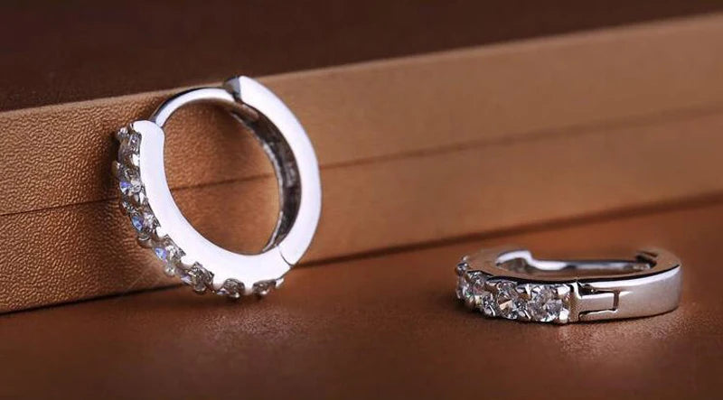 Baby 925 Silver 10mm Circle Zircon Small Hoop Earring For Kid Grils Child Woman Beautiful Aros Loop Huggies Earring Jewelry E024