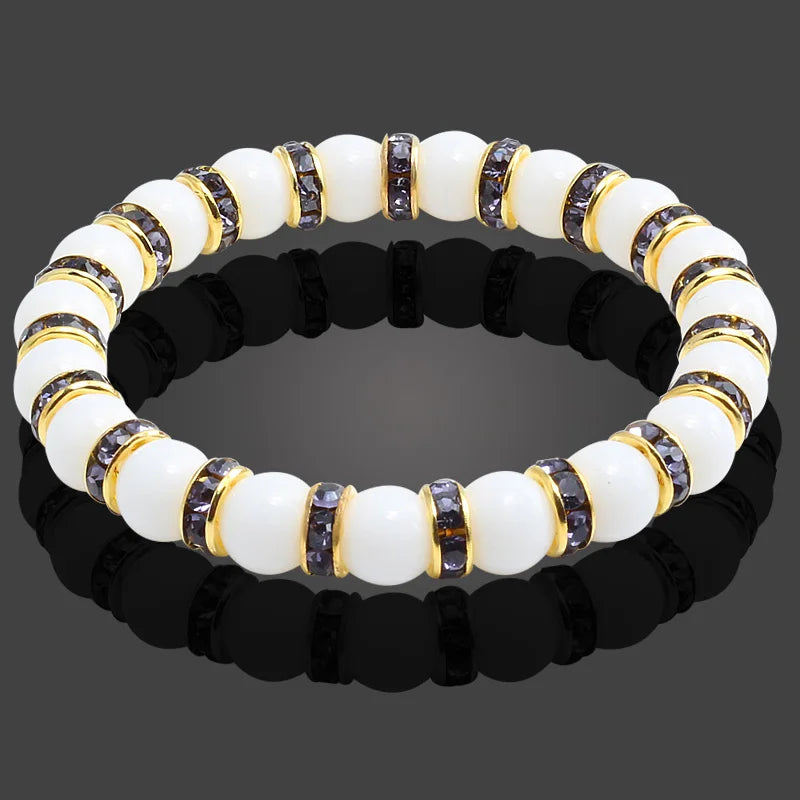 Heamsa e Natural Stone Chakra Stretchable  Bracelet