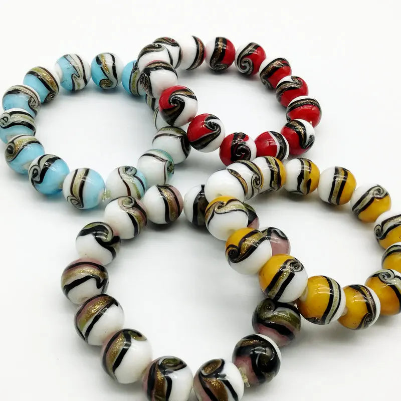 1PCS Fashion Circle Multicolor Lampwork Murano Glass Bangle Red Black Bracelet 14 MM