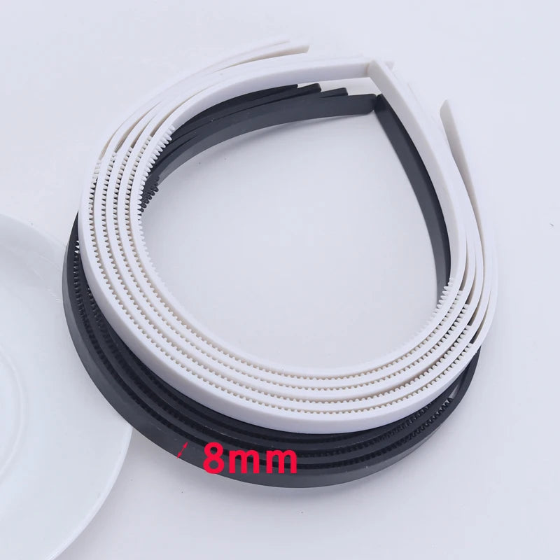 10pcs/lot 8mm /10mm Wide Teeth Hairbands  Girls Plastic Headbands Lady Jewelry Findings Diy Tools White Black  Hair Accessory