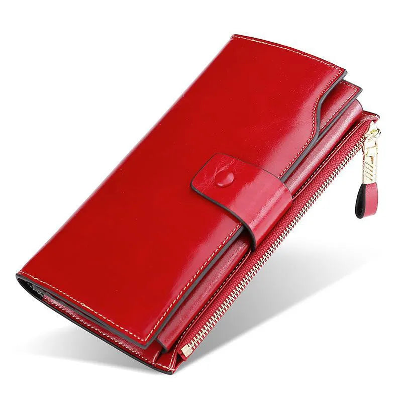 Hemasa Genuine Leather Women Leather Purse / Luxury Oil Wax Leather Female Wallet Coin Purse