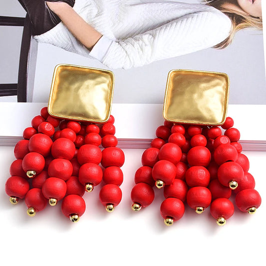 Hemasa  Wooden Drop Dangle Earrings Wedding Jewelry For Women brincos