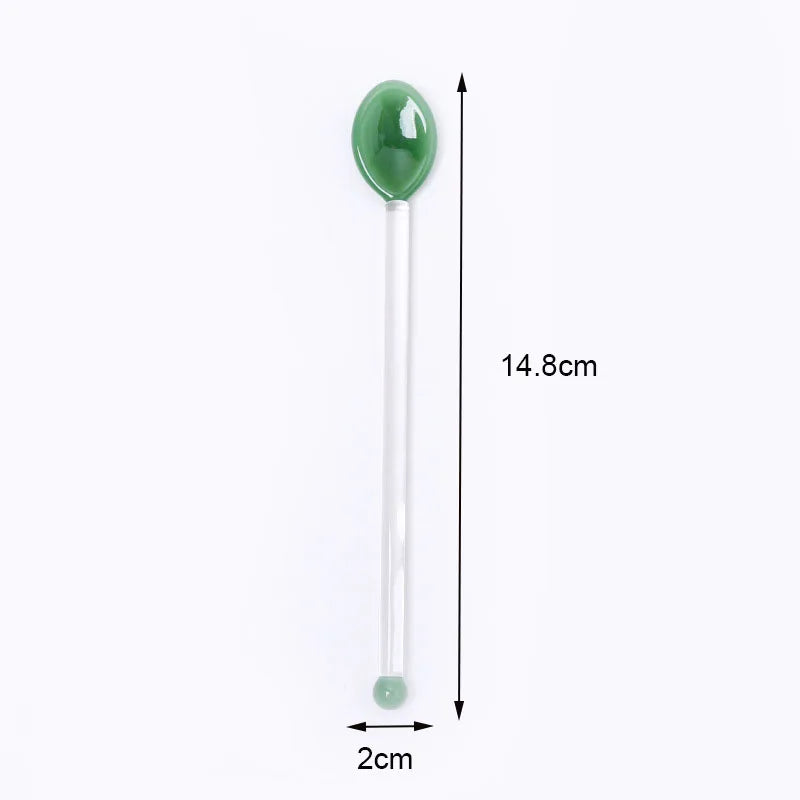 1pc Glass Dinnerware Spoon Tea Dessert Coffee Ice Cream Accessories Bar Tools New Long Handle Kitchen Accessories New