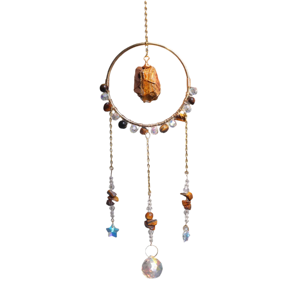 Hemasa   Natural  crystal sun catcher   with gemstones crystal crafts wind chime