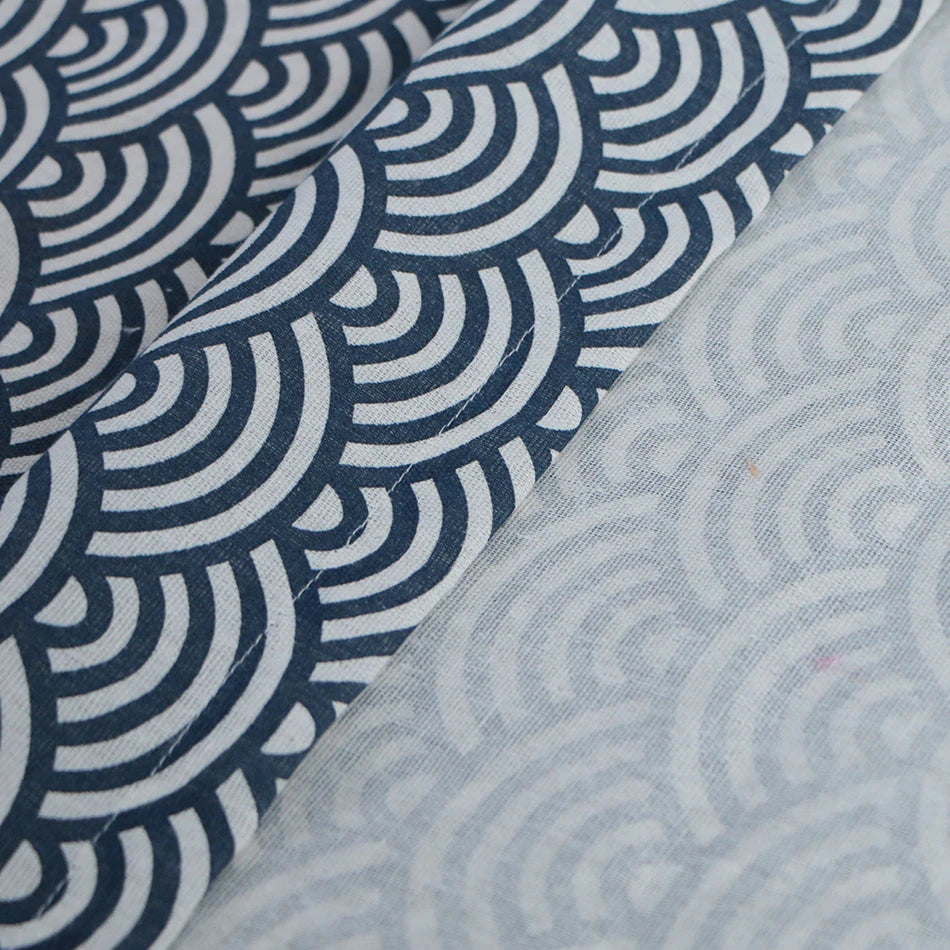 Tejesa  Linen Rectangular Blue Sea Ripple Home Coffee Dining Table Fireplace Microwave Table Cloth Cover