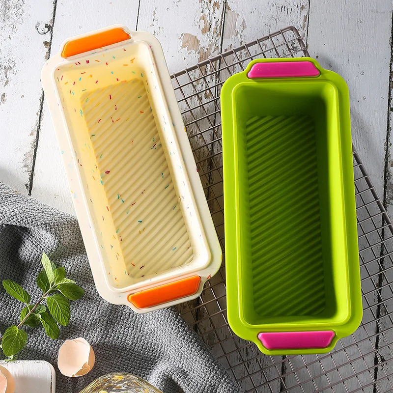 Tejesa   2Pcs Silicone Toast Bread Mold Rectangular Bread Pan Mold Rectangular Cake Baking Tray Non-Stick Loaf Pan Chiffon Cake Mould Kitchen