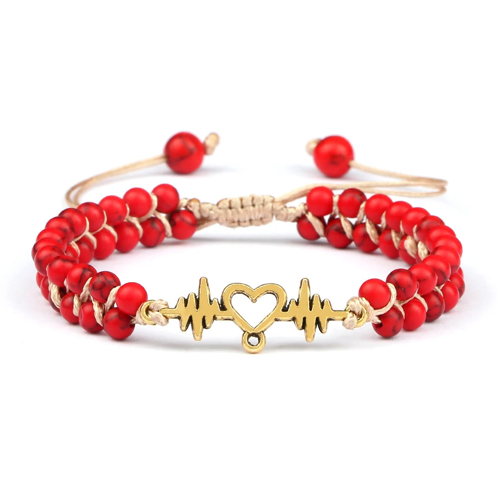 4mm Natural Stone Adjustable Charm Braided Beads Bracelets&Bangle Yoga Wrap Bohemia Handmade Fashion Jewelry for Women Men Gifts