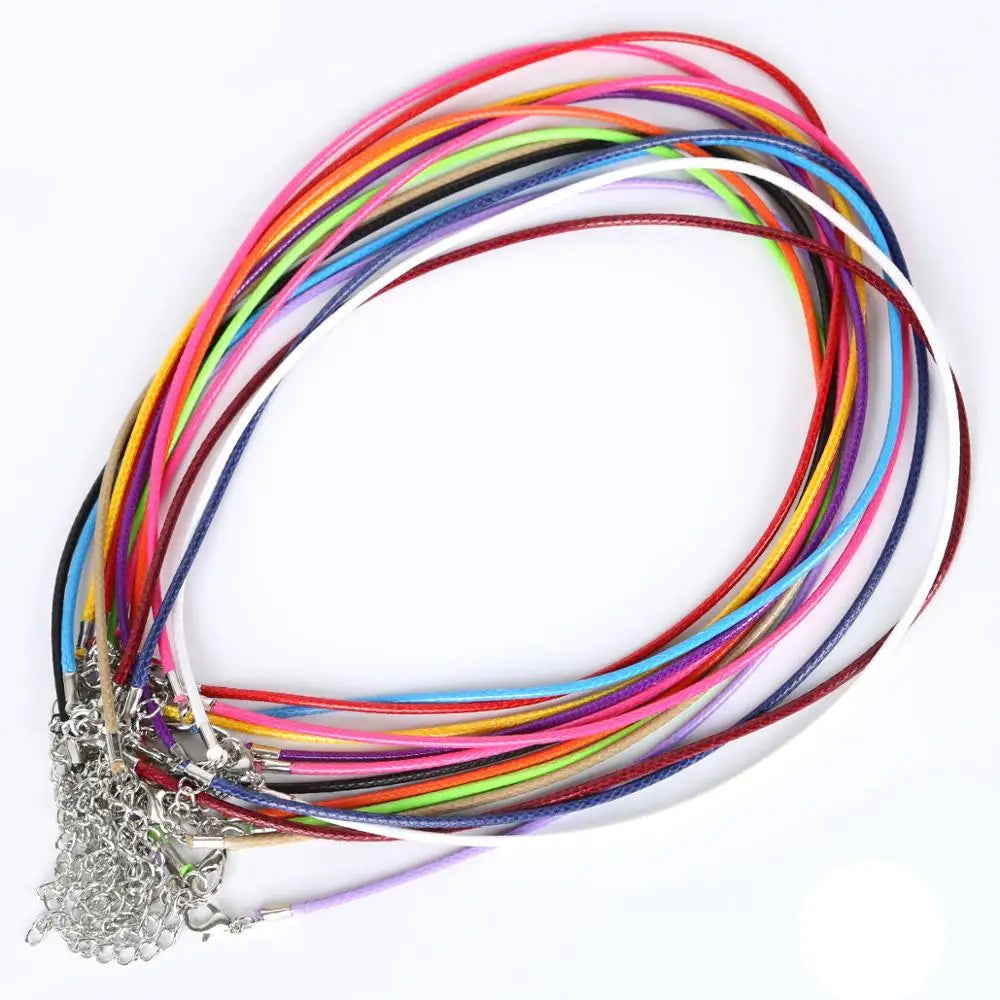 10Pcs 1.5/2mm Cotton Waxed Cord Adjustable Braided Rope String Necklace Chain with Lobster Clasp DIY Jewelry Making Handmade