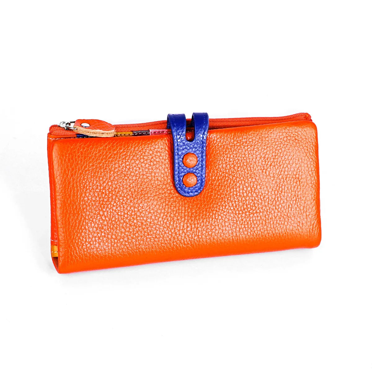 Tejesa Genuine Leather Long Clutch Ladies Purse with Zipper Pocket/ Colorful Phone Wallet