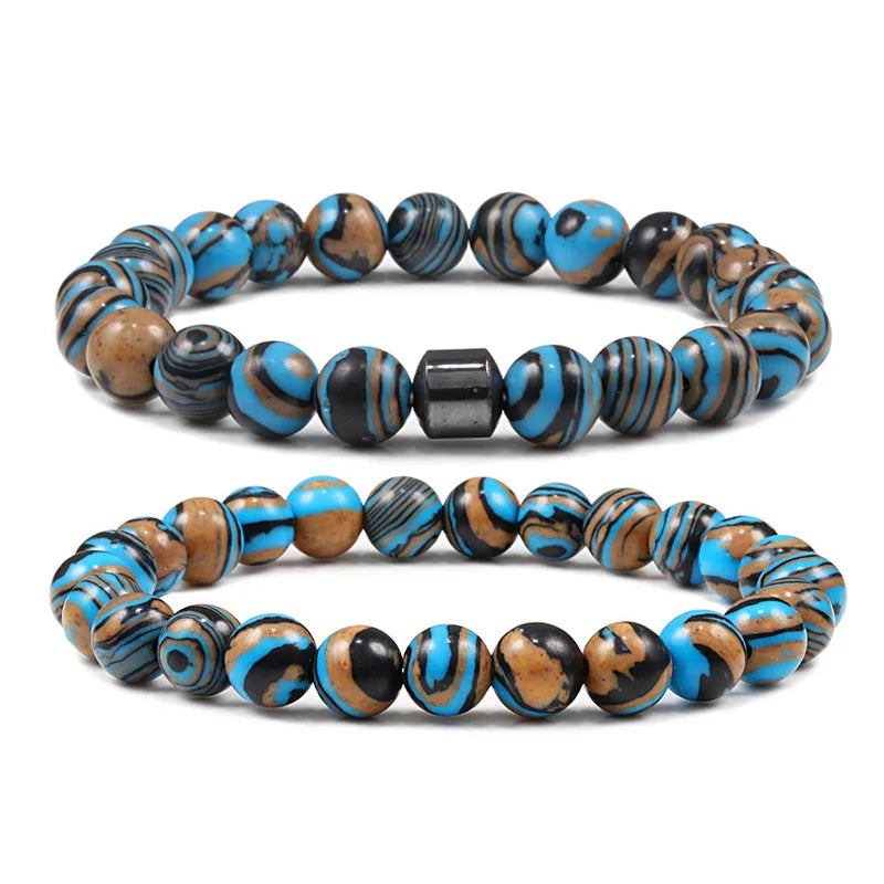 Malachite Beaded Bracelet Cylinder Hematite Natural Stone Bracelets High Quality Energy Bangle Classic Strand Jewelry Pulsera