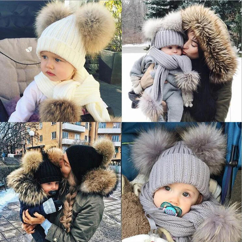 Winter Baby Bobble Hat Big Pompom Boys Girls Beanie Thicken Newborn Knitted Cap Toddler Infant Bonnet Kids Accessories 0-3 Years