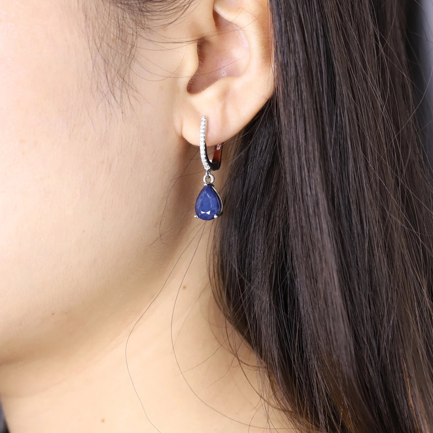 Hemasa  5.05Ct Natural Blue Sapphire Gemstone Drop Earrings 925 Sterling Silver Fine Jewelry For Women Wedding