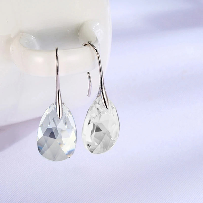 Women Fashion Water Drop Crystal Earrings  Dangle Earring CZ Charm Bridal Wedding Engagement Jewelry Gifts