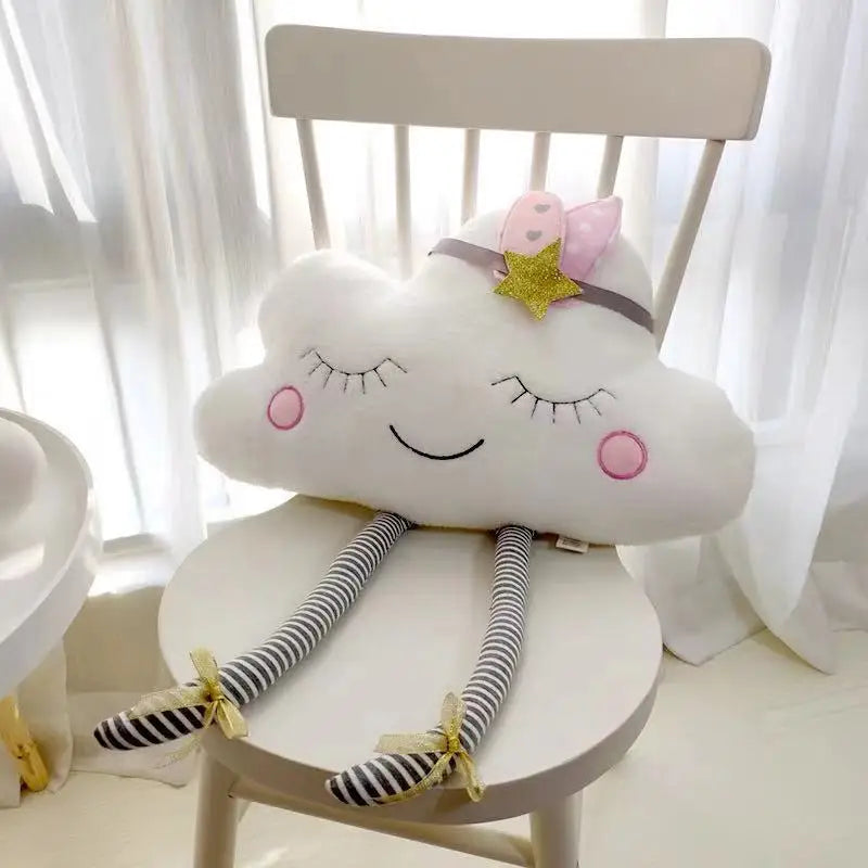 Nordic Nursery Cloud face Decorative Cushion Plush Stuffed Cloud Pillows For Nursery Decor Children Boys Girls Room Decoration