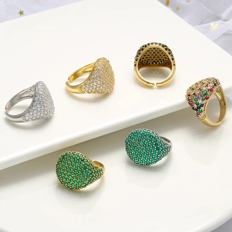 Tejesa  gold color Candy Crystal Ring for women CZ Zircon Opening women Ring
