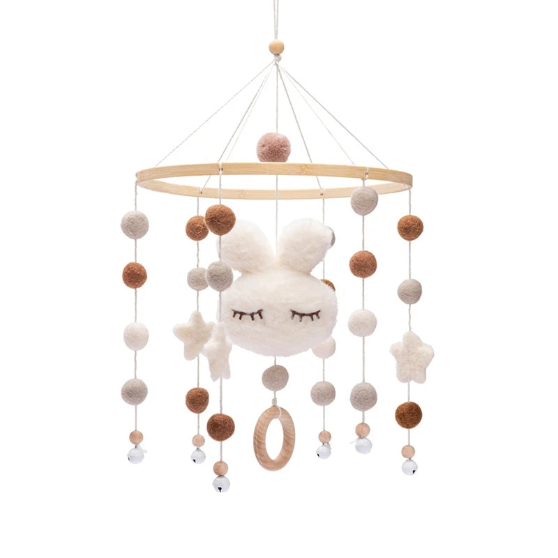 Hemasa Baby Crib Mobiles /Wooden Bed Bell Newborn Stroller Rattles Toy Cartoon Plush Toy 0-24M Infant Baby Boy Girls Toys Bed Bell