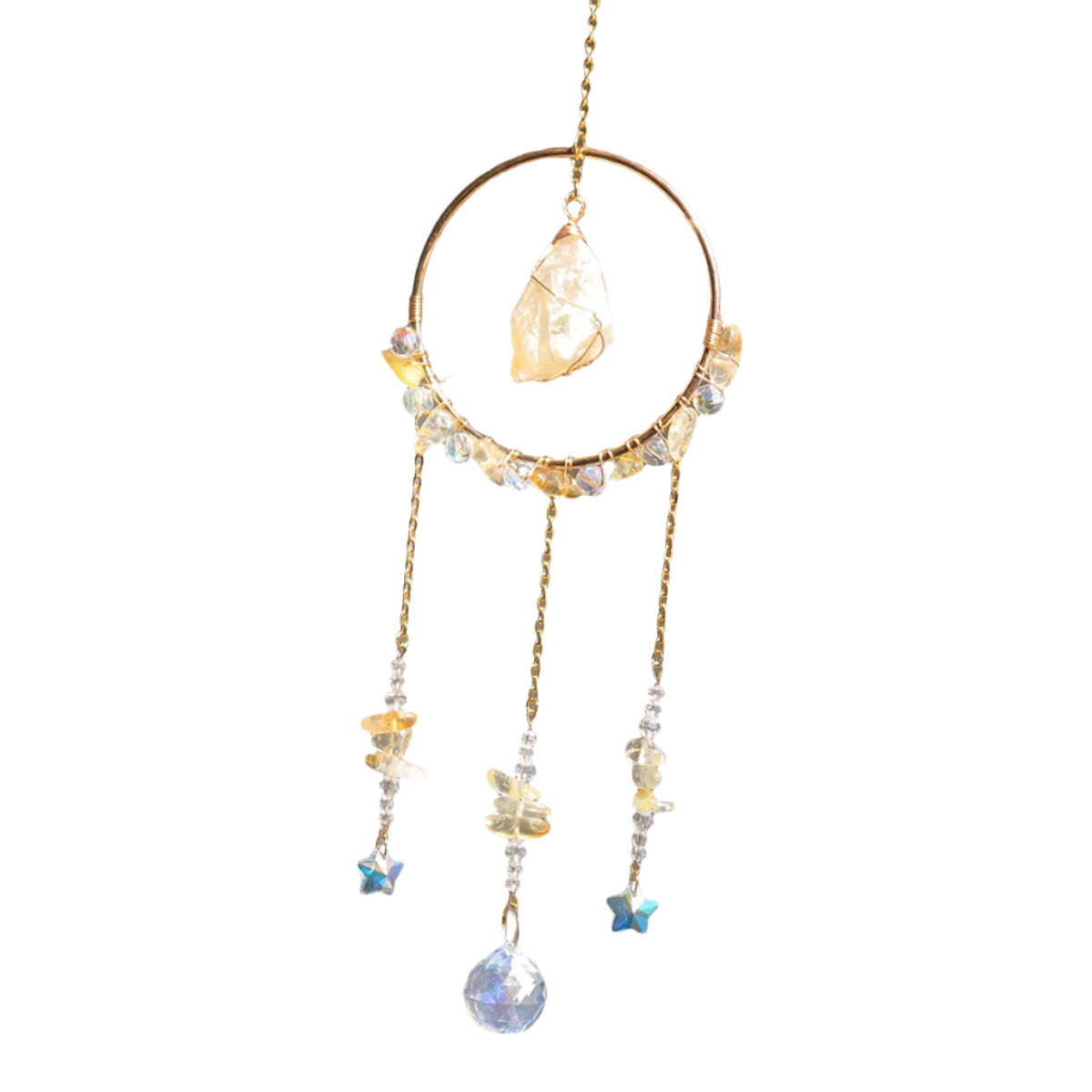 Hemasa   Natural  crystal sun catcher   with gemstones crystal crafts wind chime