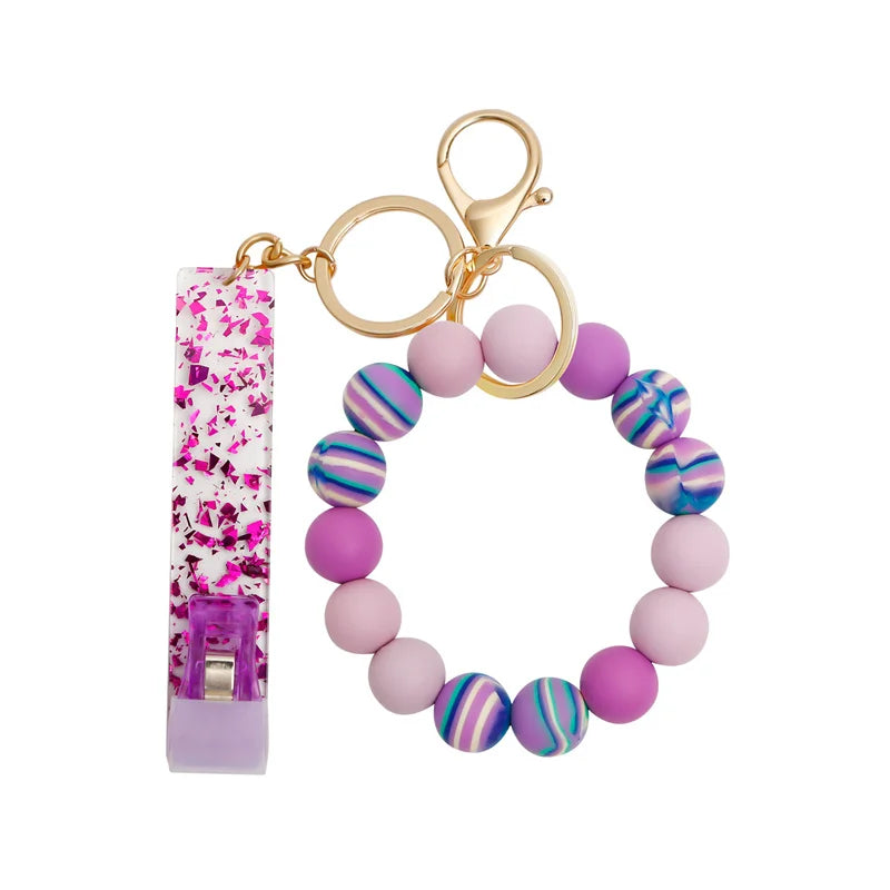 Silicone Keychain For Keys Tassel Wood Beads Bracelet Keyring For Women Accessories Multicolor Keychain Wholesale Hot Sale 2022