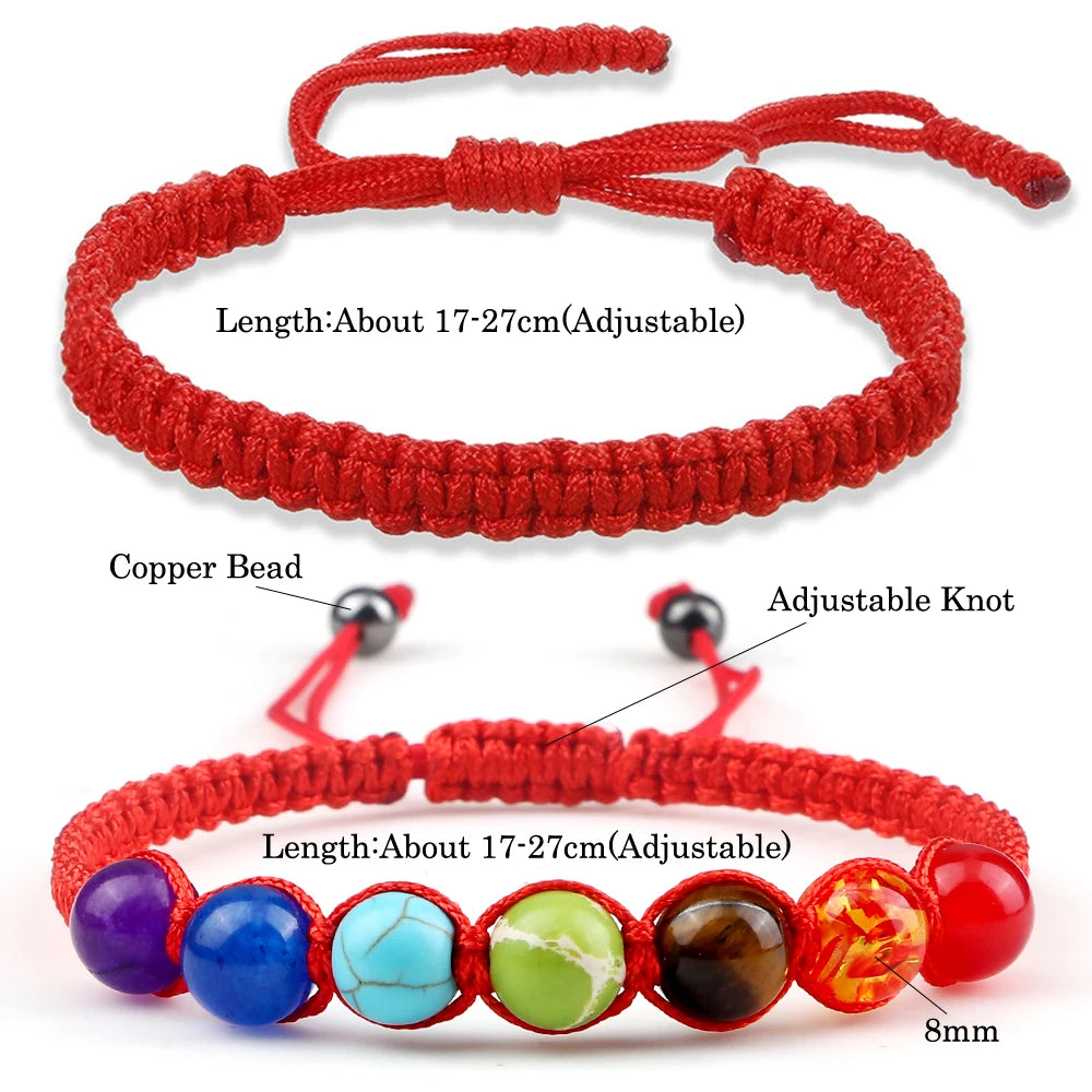 Couple Distance Lucky Bracelet 7 Chakra Black Red White Woven Thread Rope Bracelet Bangles Women Men Charms Bracelet Friend Gift