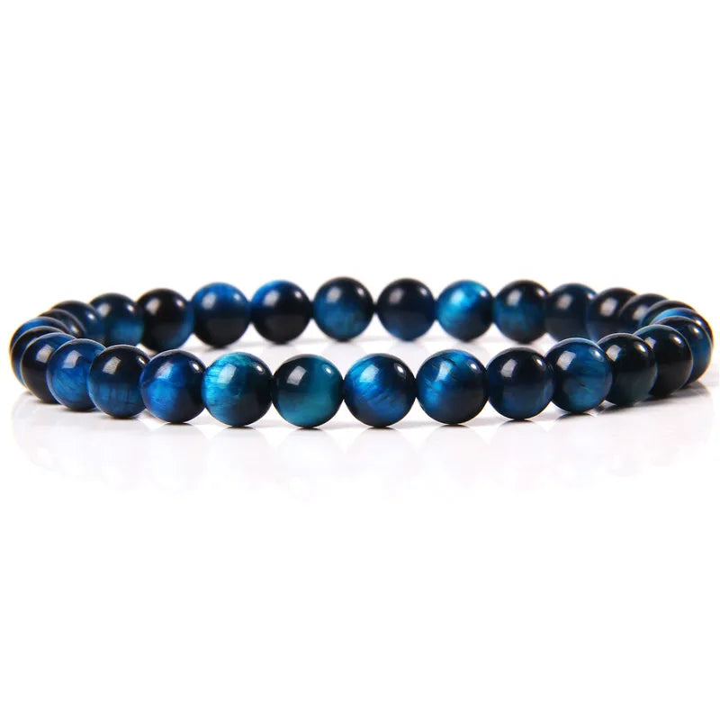 Hemasa  6mm Natural Stone Beads Bracelet/ Blue Tiger Eye/ lapis lazuli Beads Stretchable  Bracelet