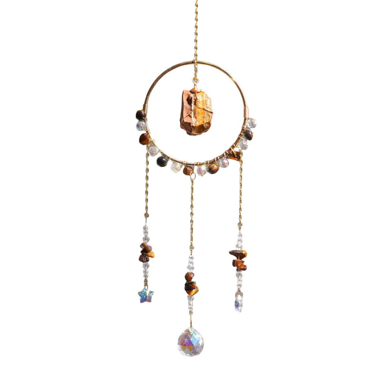 Hemasa   Natural  crystal sun catcher   with gemstones crystal crafts wind chime