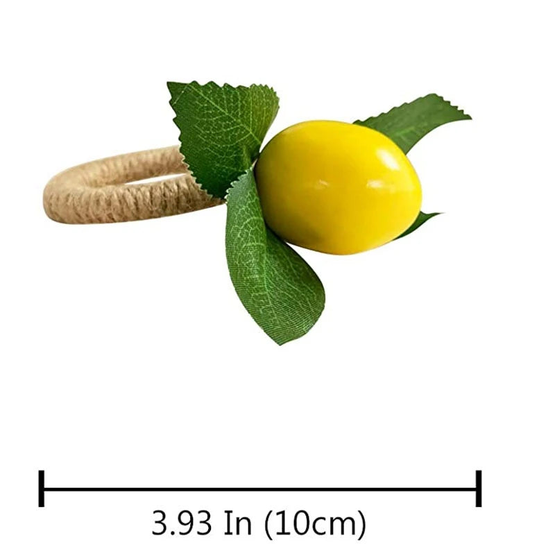 Hemasa 10PCS Handmade Napkin Rings /Yellow Faux Lemon  Napkin Rings for Wedding /Dinner/ Party