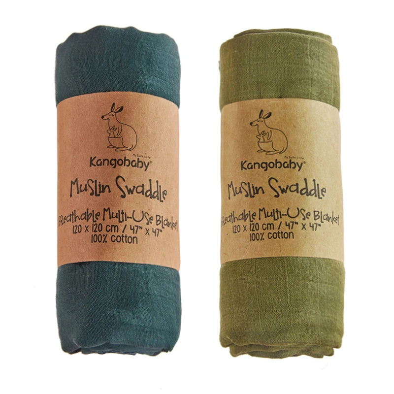 Tejesa 2pcs Set 100% Cotton Baby Muslin Swaddle Blanket / Newborn Bath Towel / Infant Wrap
