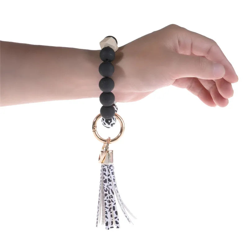 Hemasa   Silicone Beads  Bracelet Pendant Keyring For Women Tassel Charms Accessories
