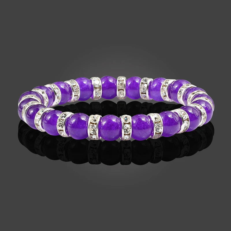 Fashion Natural Stone Chalcedony Bracelets Charm Elastic Beads Bracelet Pulseira for Women Yoga Prayer Energy Jewelry Gifts