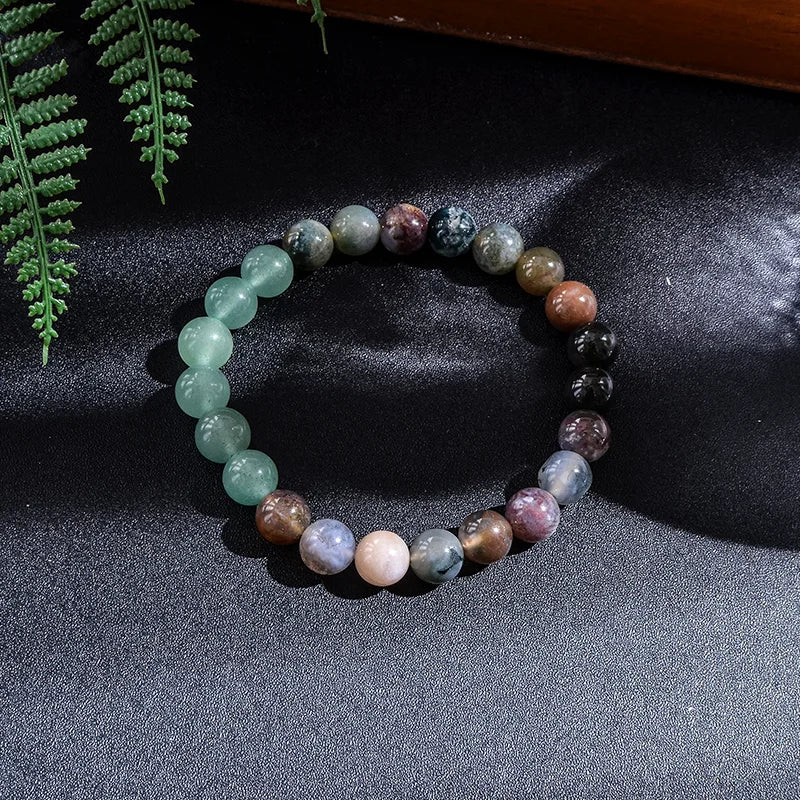 8mm Indian Agate Green Aventurine 108 Beads Japamala Necklace Bracelet Set Meditation Yoga Blessing Men and Women Jewelry