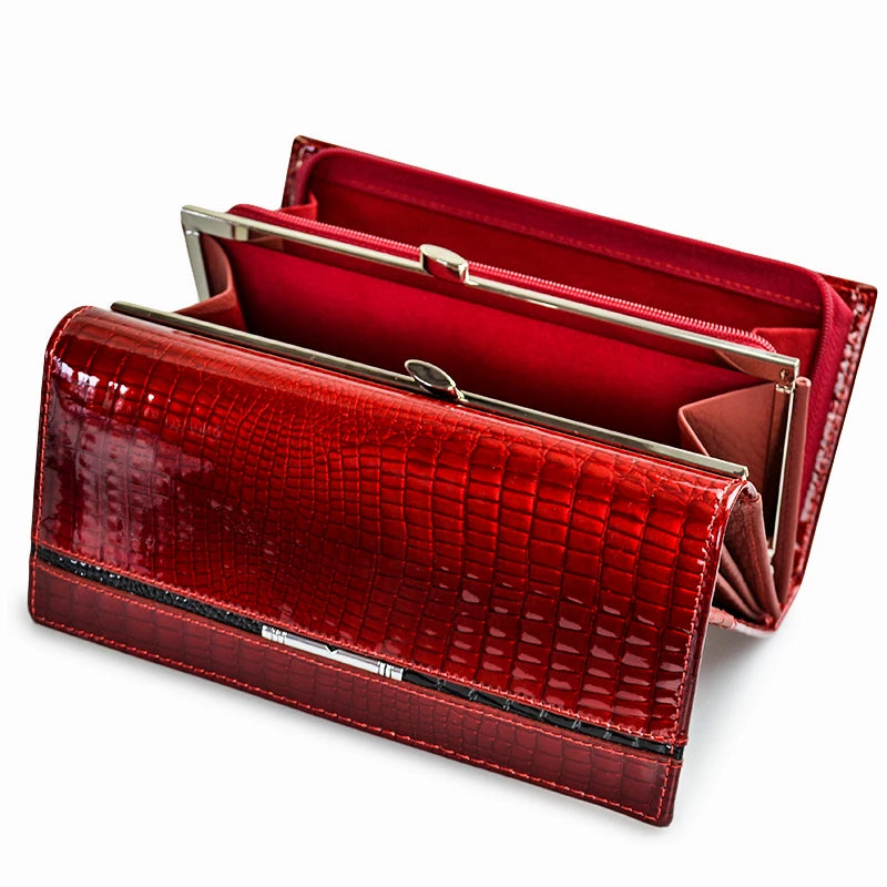 Hemasa Leather Purse/ Ladies Long Wallets Leather Money Bag with Coin Card Holder Clutch