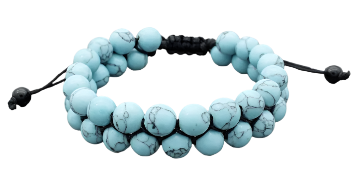 Hemasa 8mm rope two row Yoga Stone black volcanic lava stone ball bead Bracelet adjusted Bangles