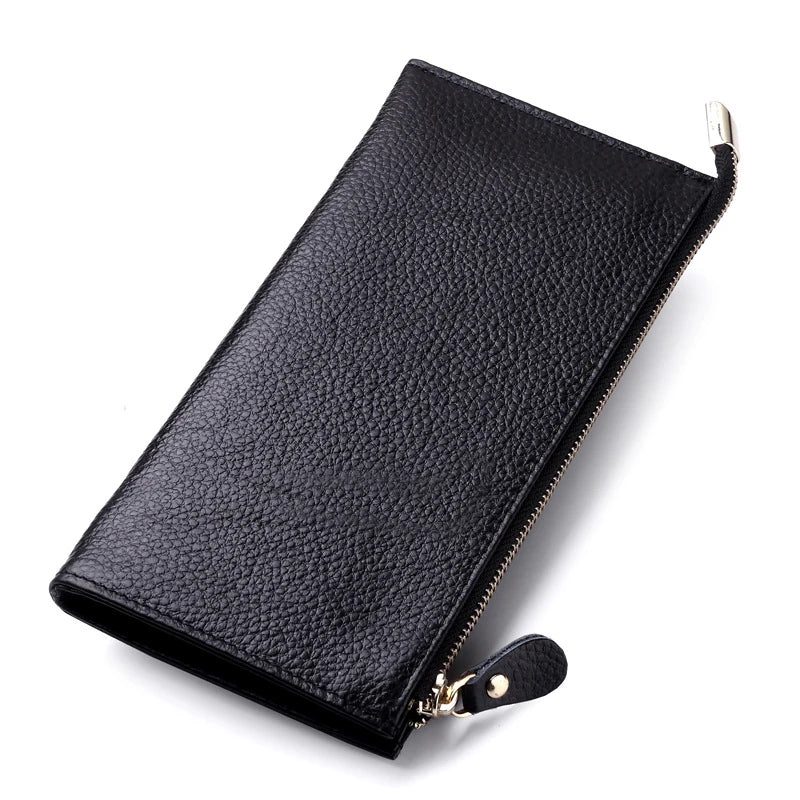 Hemasa  Women Genuine Leather Long Design Zipper Coin Purses Female Clutch Multi-Colors Money Credit Card Holder