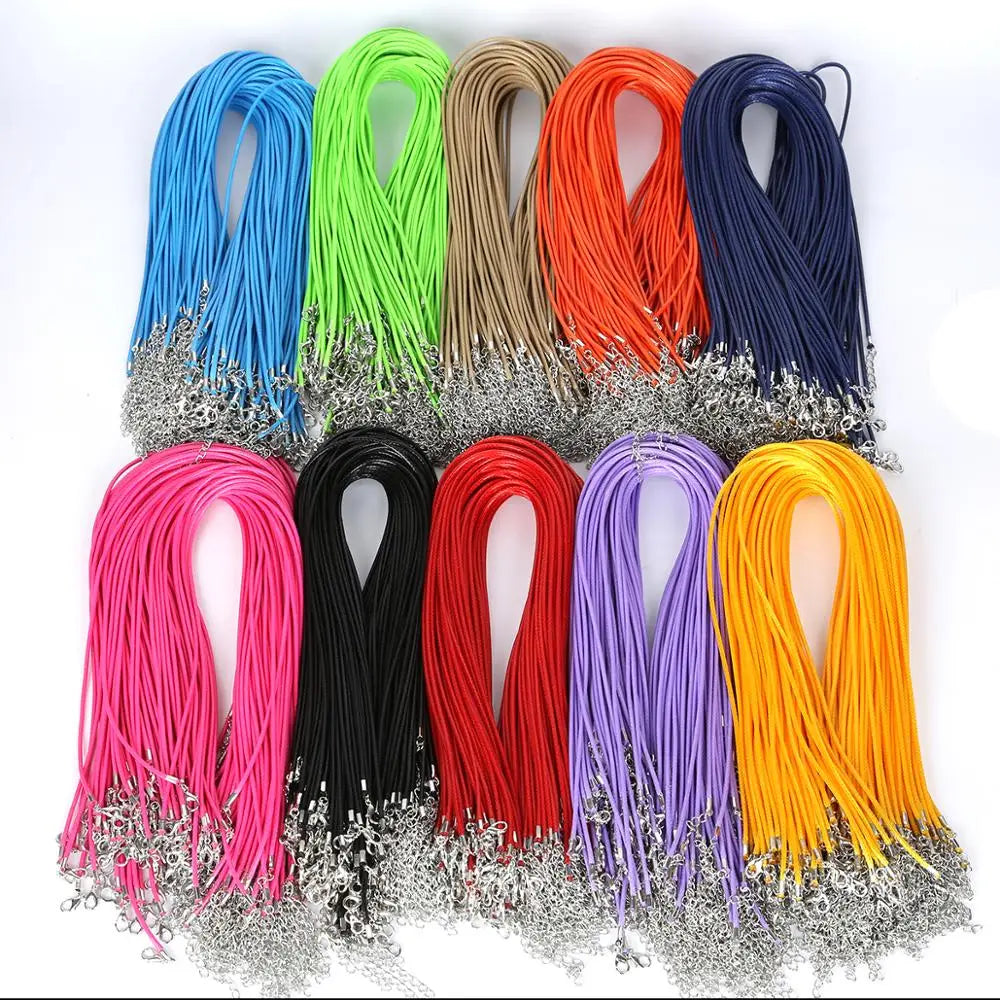 10Pcs 1.5/2mm Cotton Waxed Cord Adjustable Braided Rope String Necklace Chain with Lobster Clasp DIY Jewelry Making Handmade
