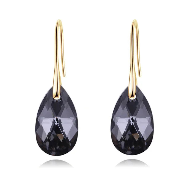 Korean Pear-shaped Drop Earrings Genuine Crystal from Austria Rhinestone Dangle for Women Party Silver Color Big Pendant Jewelry