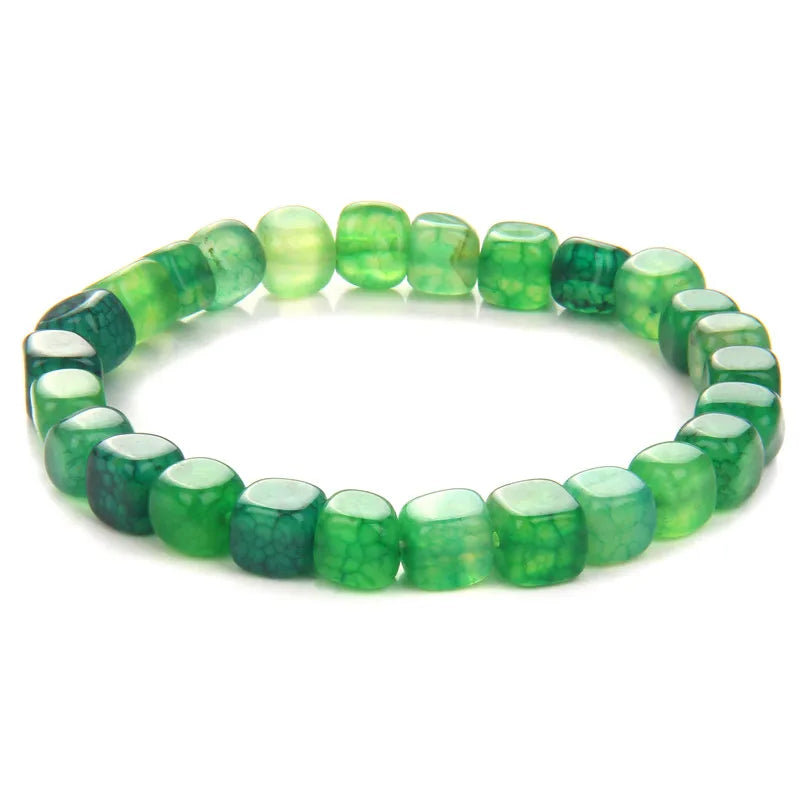 Tejesa Multicolor  Natural  Square Stone   Agate Beads Bracelet
