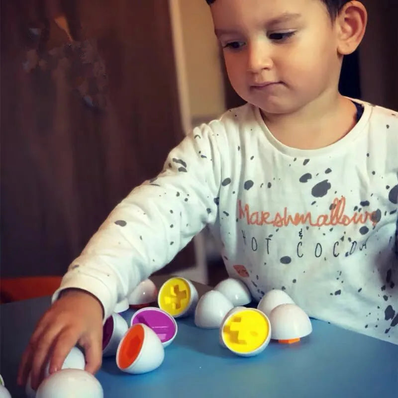 Hemasa 6pcs Montessori Smart Eggs 3D Puzzle Toys for Children Learning Educational Math Toy Kids Color Shape Recognize Match Easter Egg