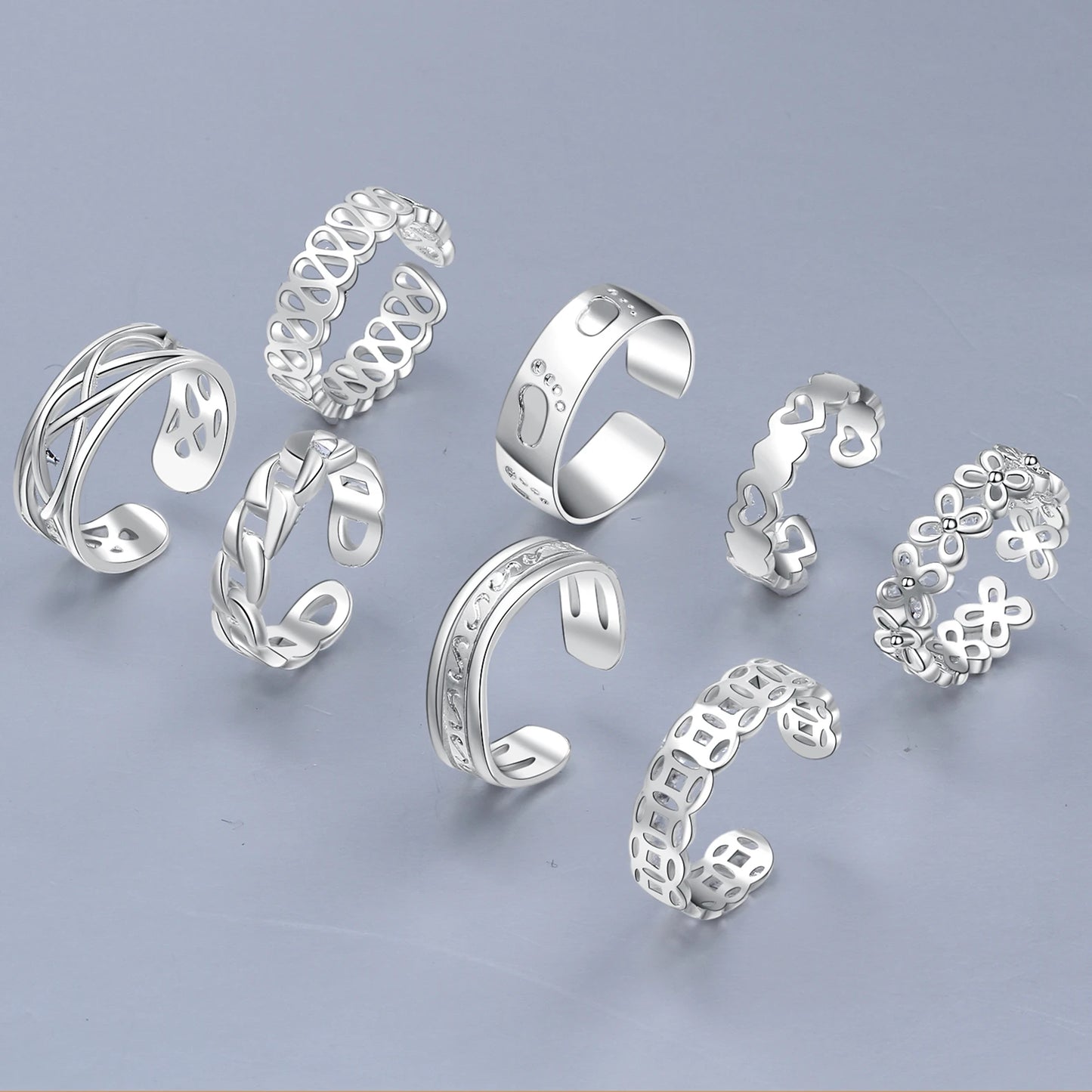 Hemasa 8PCS Foot Ring Gifts Adjustable Open Toe Rings Set for Women /Girls