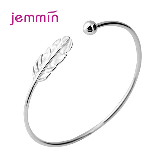 925 Silver Bracelets for Women Perfect Polished Fashion Women Opened Bangle Anti-allergy Sterling-silver-jewelry