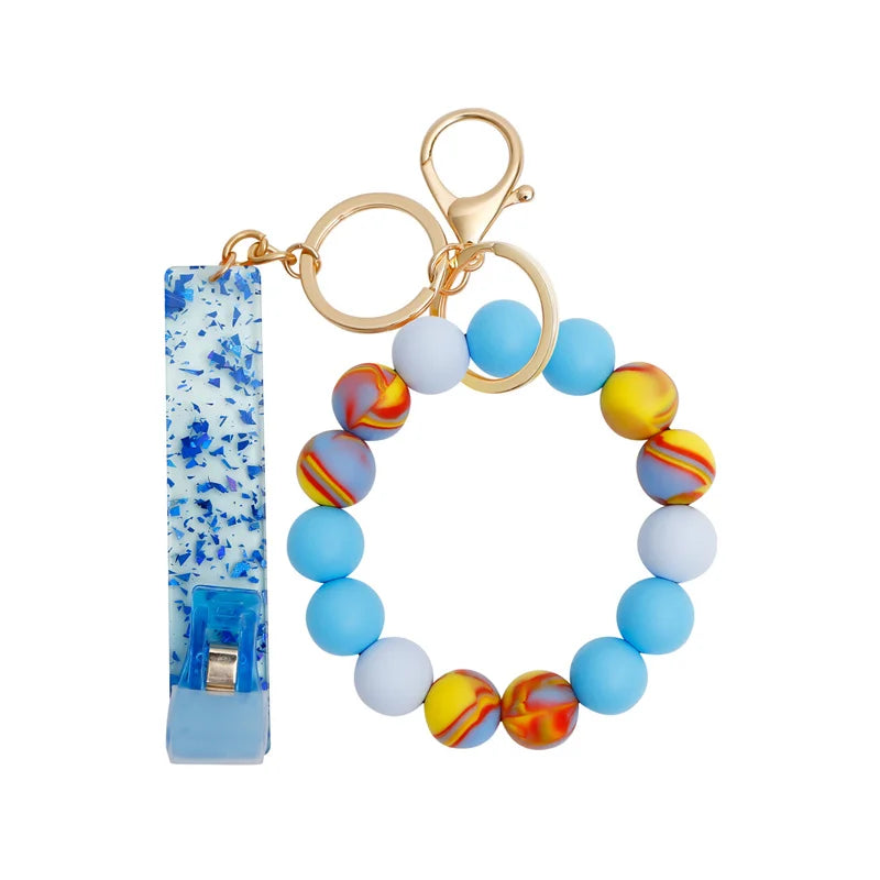 Silicone Keychain For Keys Tassel Wood Beads Bracelet Keyring For Women Accessories Multicolor Keychain Wholesale Hot Sale 2022