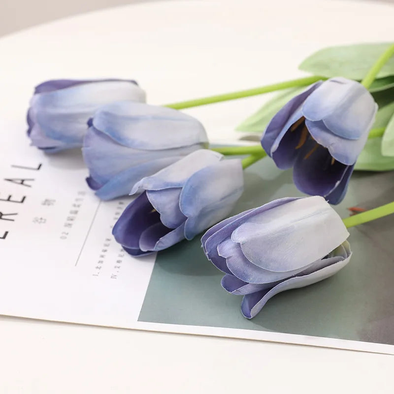 8Pcs Simulation Feel Moisturizing Big Tulip Flower Decoration Home Latex Fake Flower Tulip Wedding Bouquet Photography Props