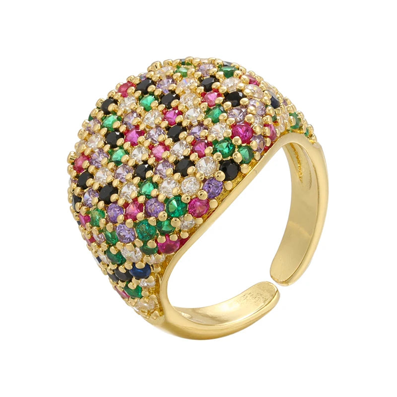 Tejesa  gold color Candy Crystal Ring for women CZ Zircon Opening women Ring