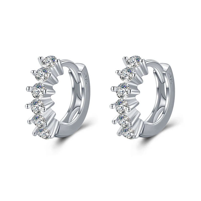 Tejesa Real 925 Sterling Silver Dazzling Elegant Multiple Diamonds Hoop Earrings For Women
