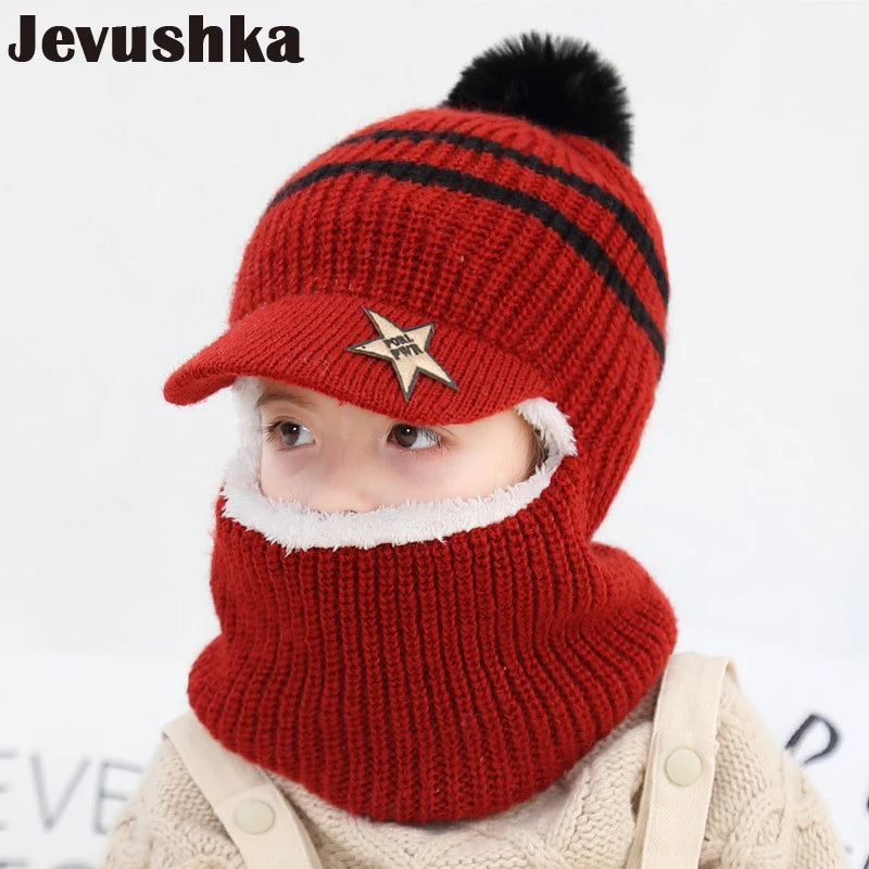Baby Winter Hat Pom Pom Beanie Hats Baby Girl and Boy Hat with Warm Fleece Lining Caps for Kids HT19025