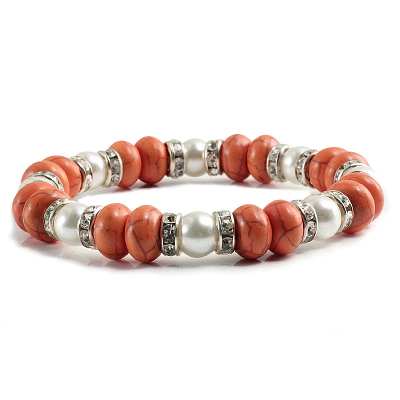 Multicolors Charm Women Beads Bracelets White Crystal Natural Stone Stretch Bracelet Pearl Yoga Jewelry Friendship Gift pulseira